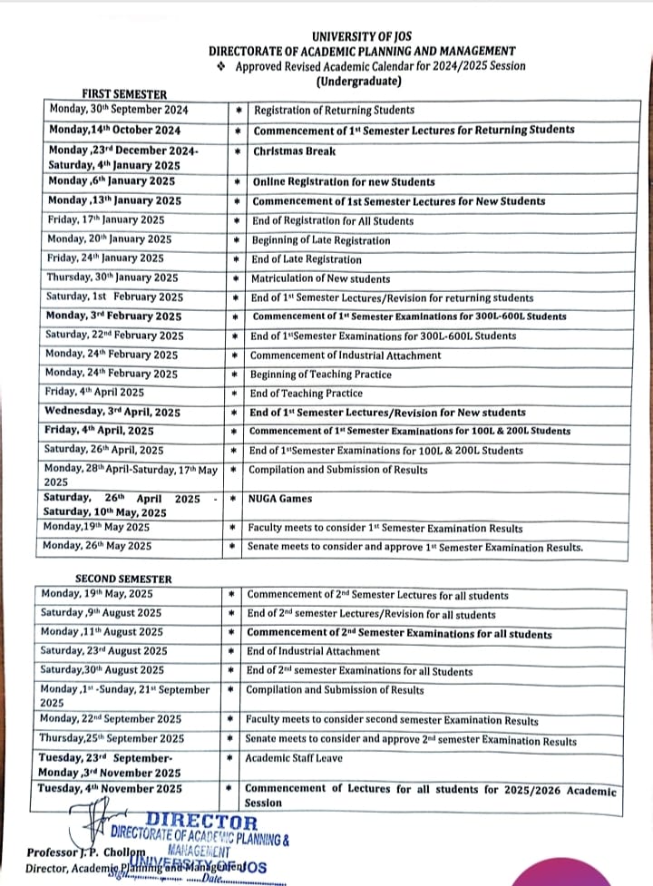 Revised Academic Calendar